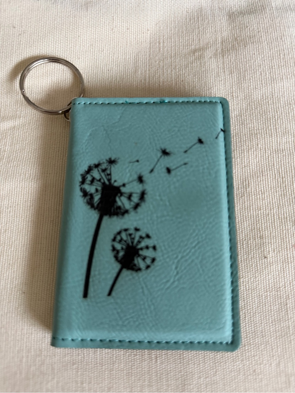 Aqua Dandelion Keychain Card Holder - Unbranded
